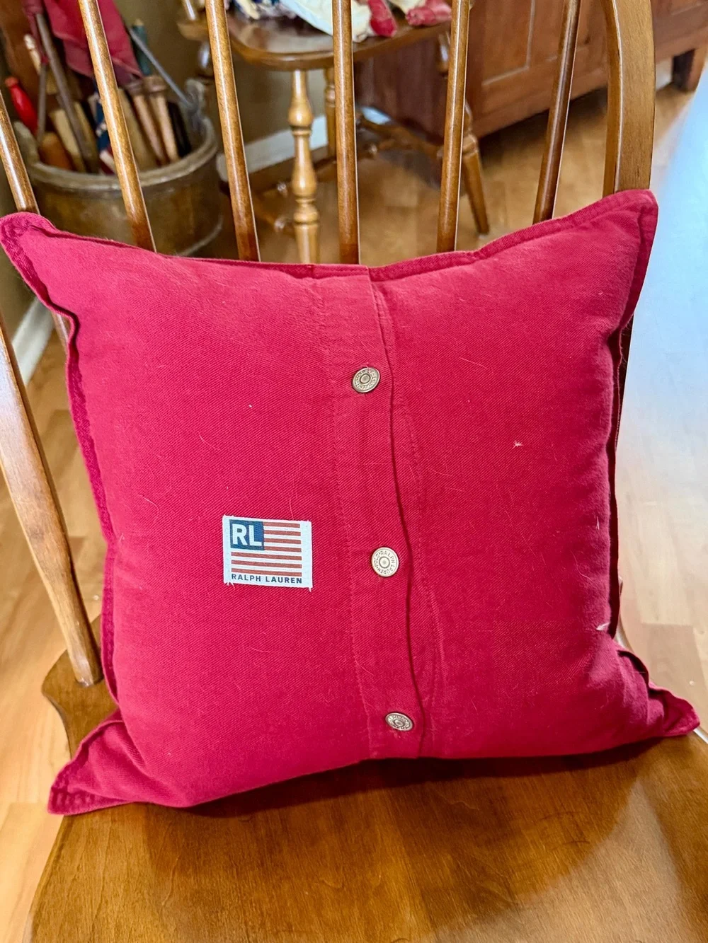 Ralph Lauren Red Button-Front Throw Pillow